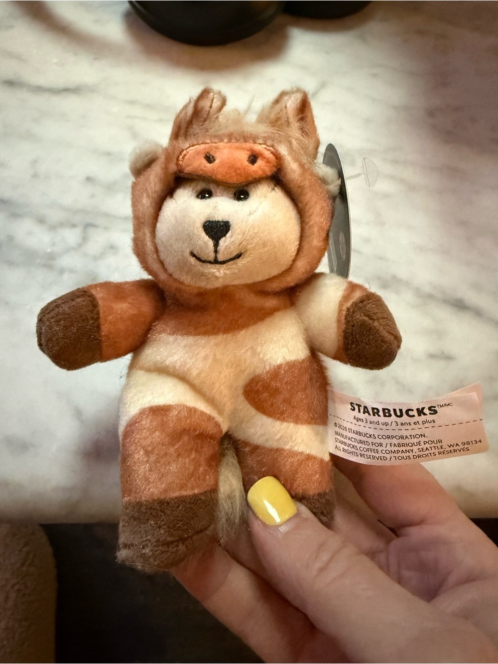 NWT Starbucks Brown & Cream Horse Plush Keychain